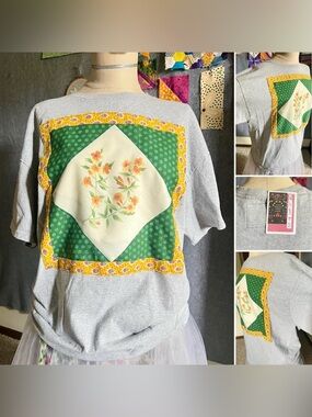 Quilty Tee - Botanical Yellow Flowers
